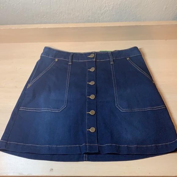 Boom Boom Jeans Dark Denim Button Fly Skirt - Picture 3 of 17